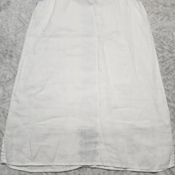 Lucky Brand 100% Linen Halter Dress Size M Embroidered White And Blue - Picture 8 of 16